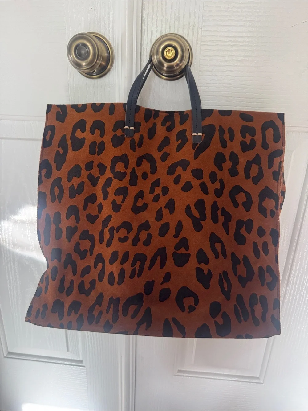 Clare V Leopard Simple Tote in Brown and Black- New without Tags
